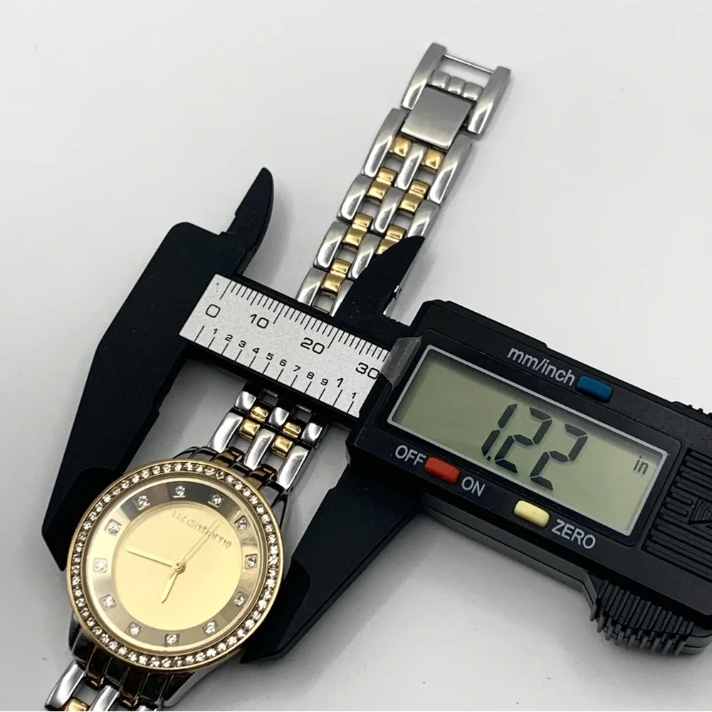 Liz Claiborne Two-Tone Crystal Bezel Watch 6.75" New Battery - Picture 10 of 14
